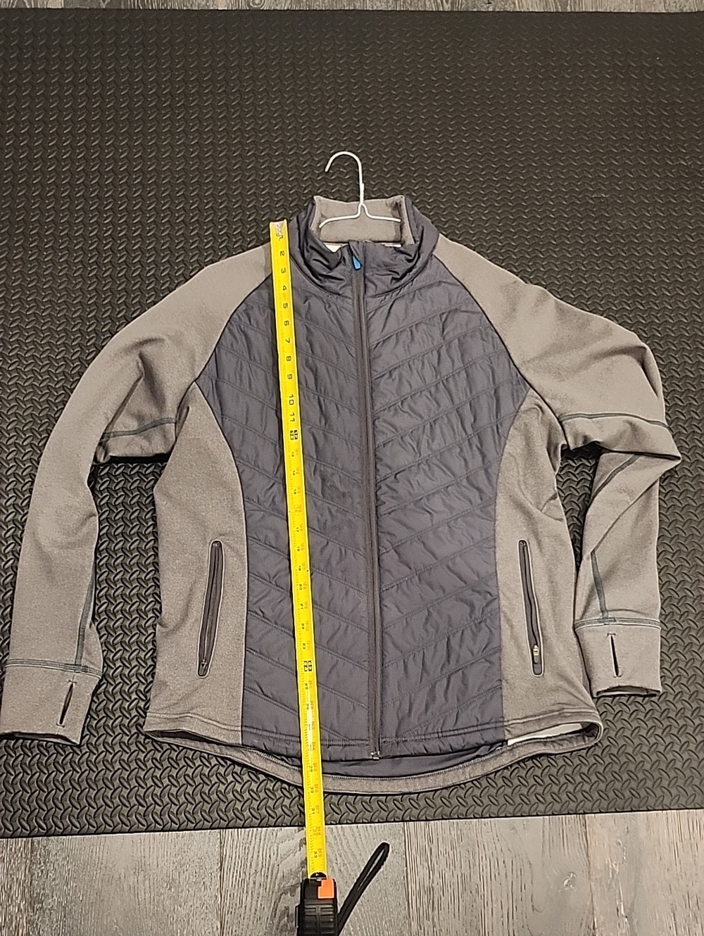 Zella Bpm Men's Two-Tone Grey Quilted Performance Jacket Size Large